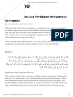 Khutbah Jumat - Dua Persiapan Menyambut Ramadhan - NU Online