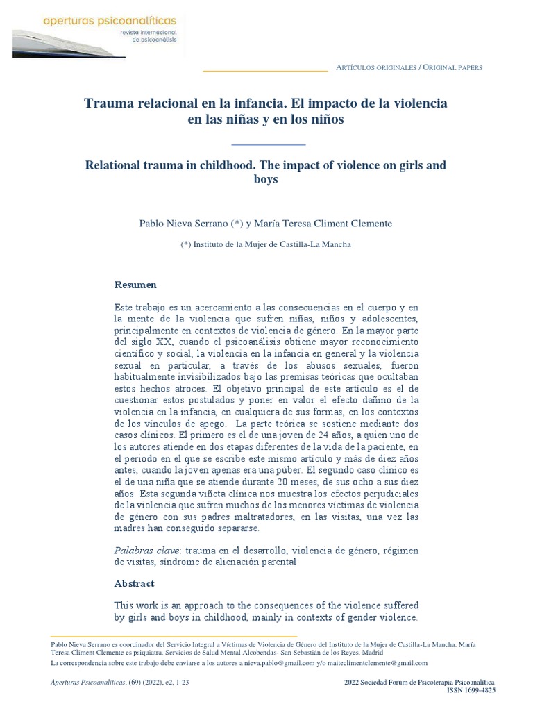 Impacto de la violencia en la infancia | PDF | Abuso infantil | Sicología