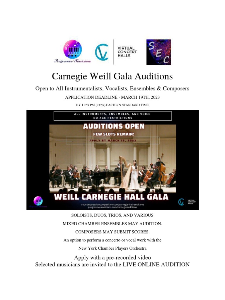 Carnegie Auditions 2023 FINAL PDF Orchestras Audition