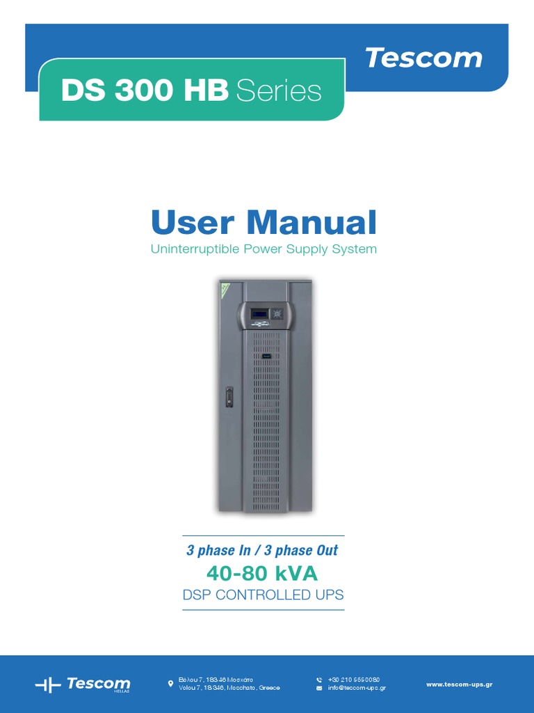 DS 300 HB 40 80kVA Manual Industrial Three Phase UPS Tescom | PDF