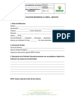 Formato de Solicitud Revisión de Tarifa Del Impuesto Predial Unificado - Gratuito PDF