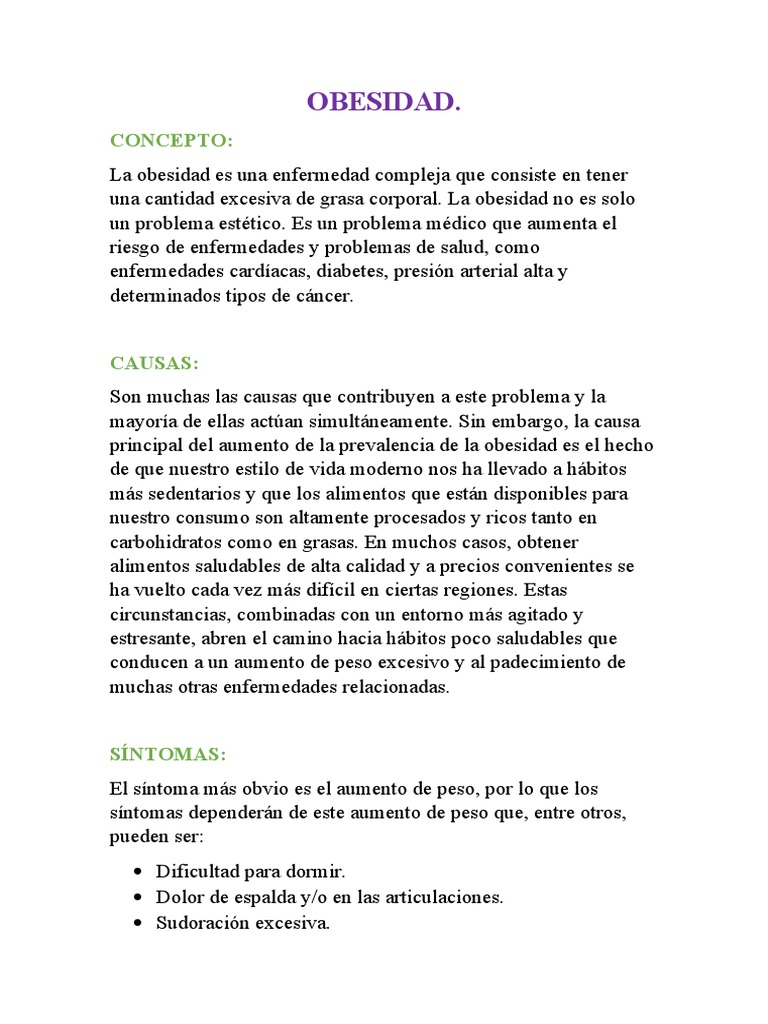 OBESIDAD | PDF | Obesidad | Exceso de peso
