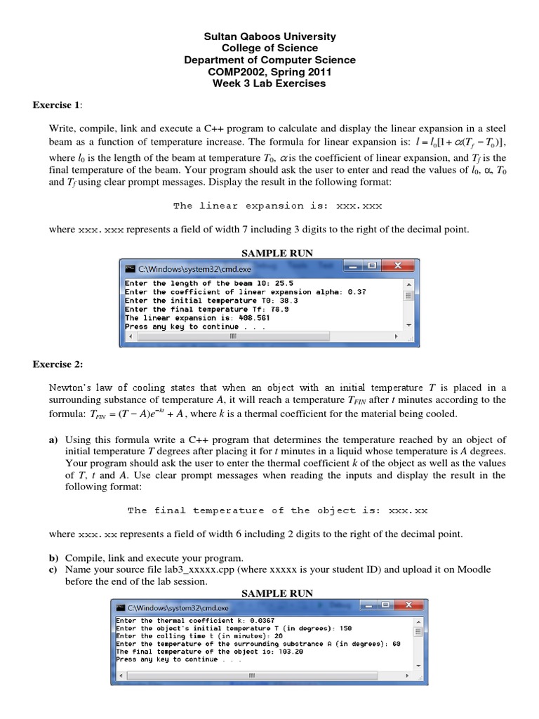 Week 3 Lab Exercises PDF | PDF