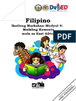 Filipino: Ikatlong Markahan-Modyul 4: Maikling Kuwento Mula Sa East Africa