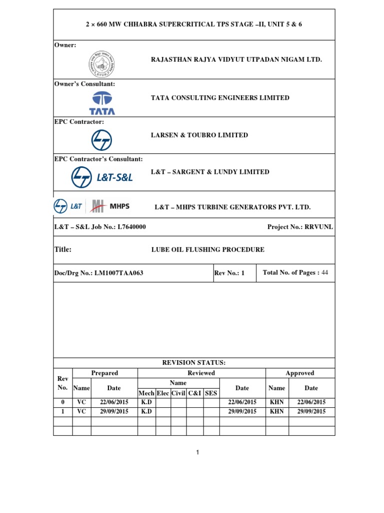 Lub OIl Flushing procedure.pdf PDF Pump Valve