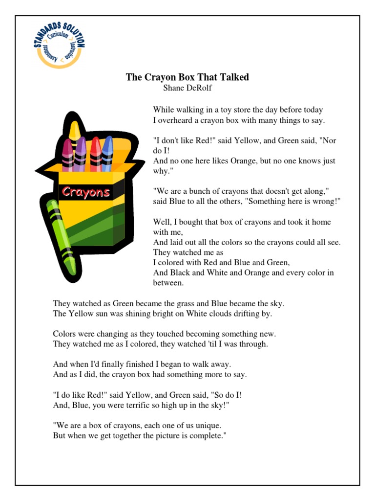 The Crayon Box That Talked: An Expository Poem | PDF