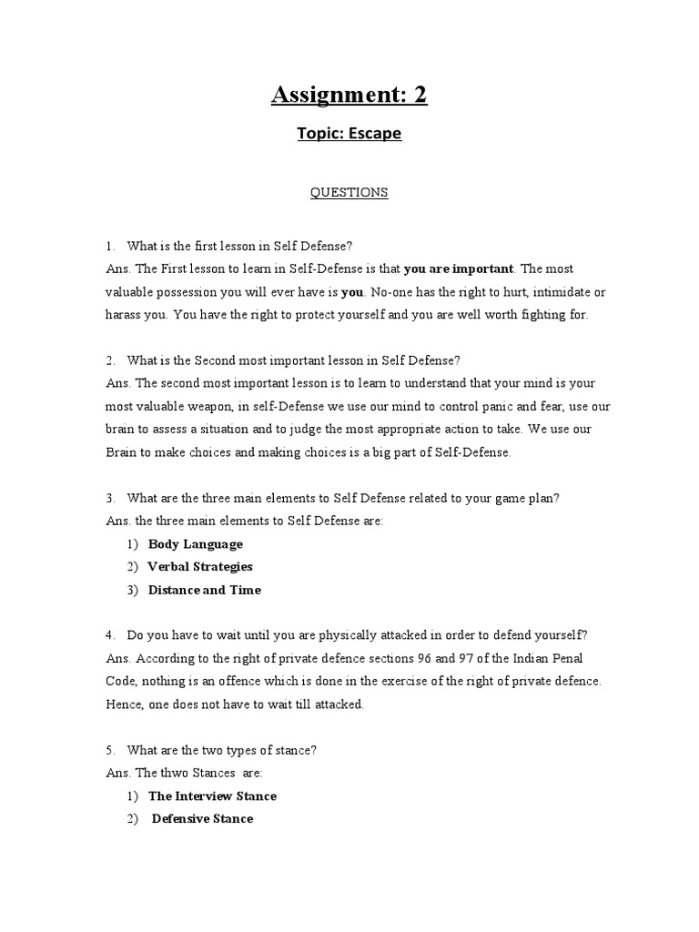 Self Defence Pdf Self Defense