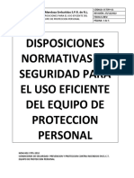 Disposiciones Normativas de Seguridad para El Uso Eficiente Del Equipo de Proteccion Personal