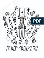 Fall Coloring Pages Hello Autumn Rabbit in Scarf