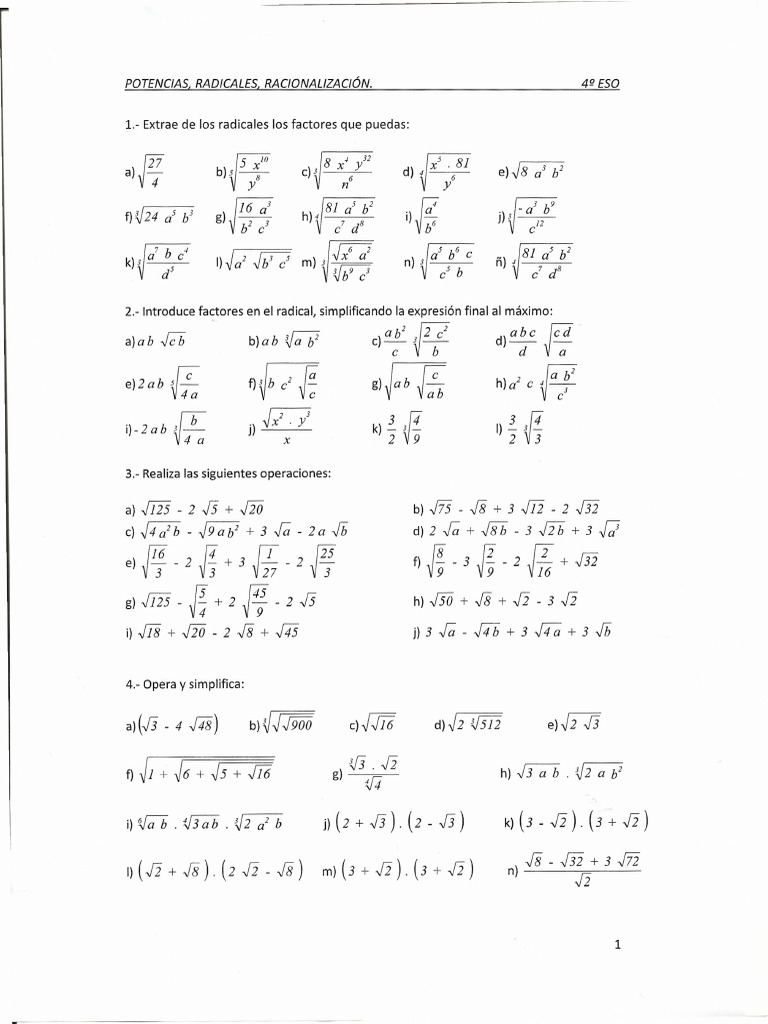 Ejercicios Resueltos de Radicales | PDF | Ajedrez | Juegos de ...
