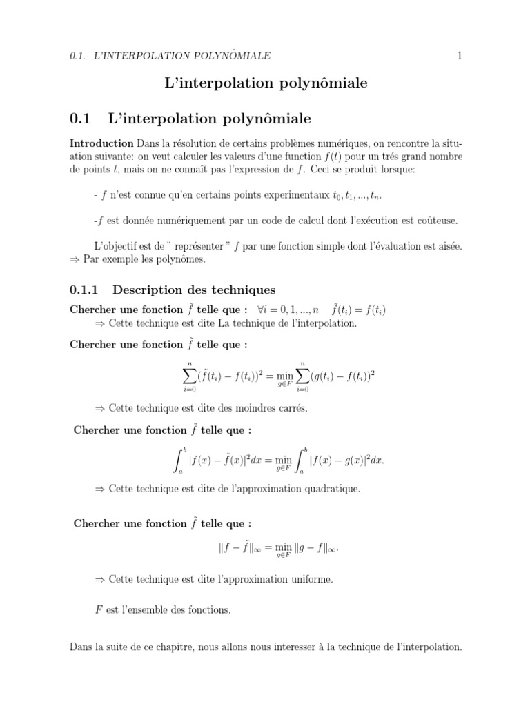 Interpolation polynomiale et Lagrange | PDF