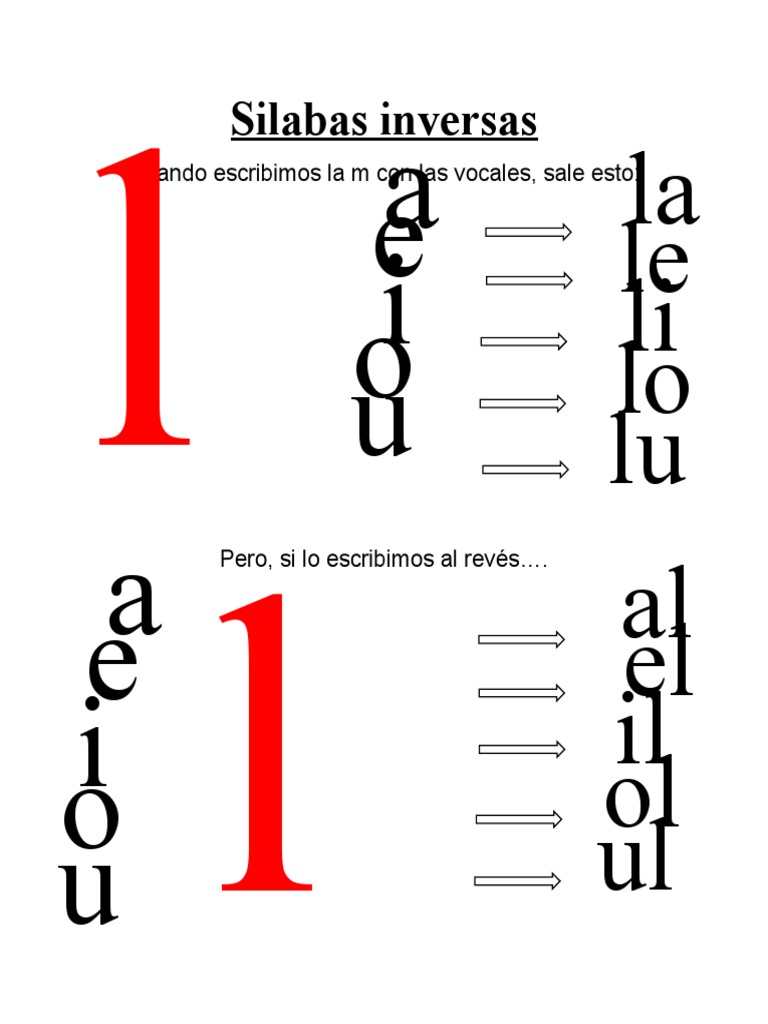 Sílabas Inversas y Vocales al Revés | PDF