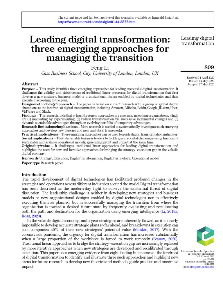 Picture of Ok Leading Digital Transformation - Three Emerging Approaches For ...