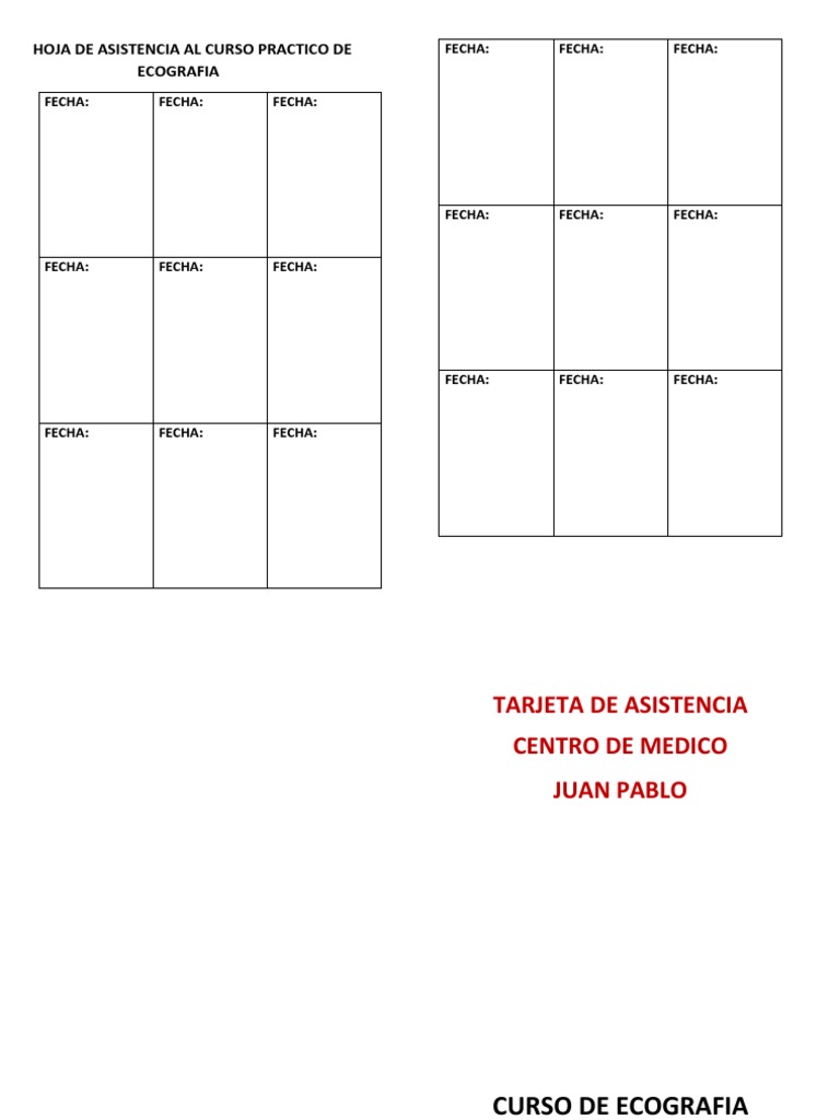 Tarjeta de Asistencia PDF