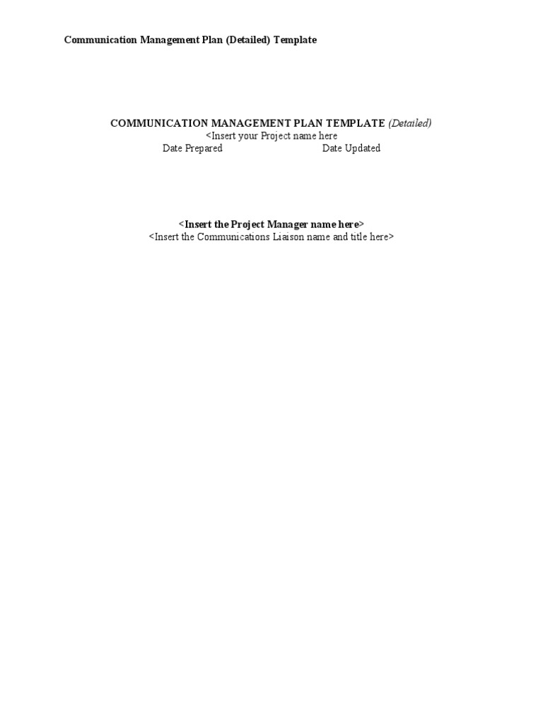 Example - Detailed Project Communication Plan | PDF | Project ...
