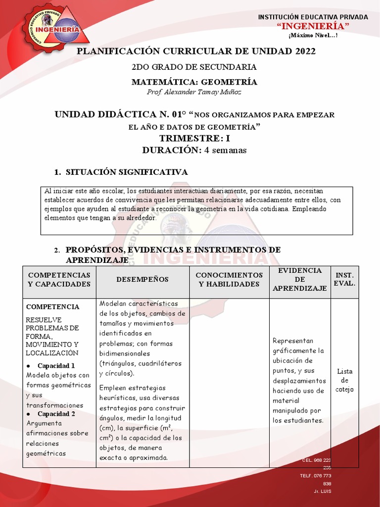 Unidad de Aprendizaje 01 | PDF | Geometría | Aprendizaje