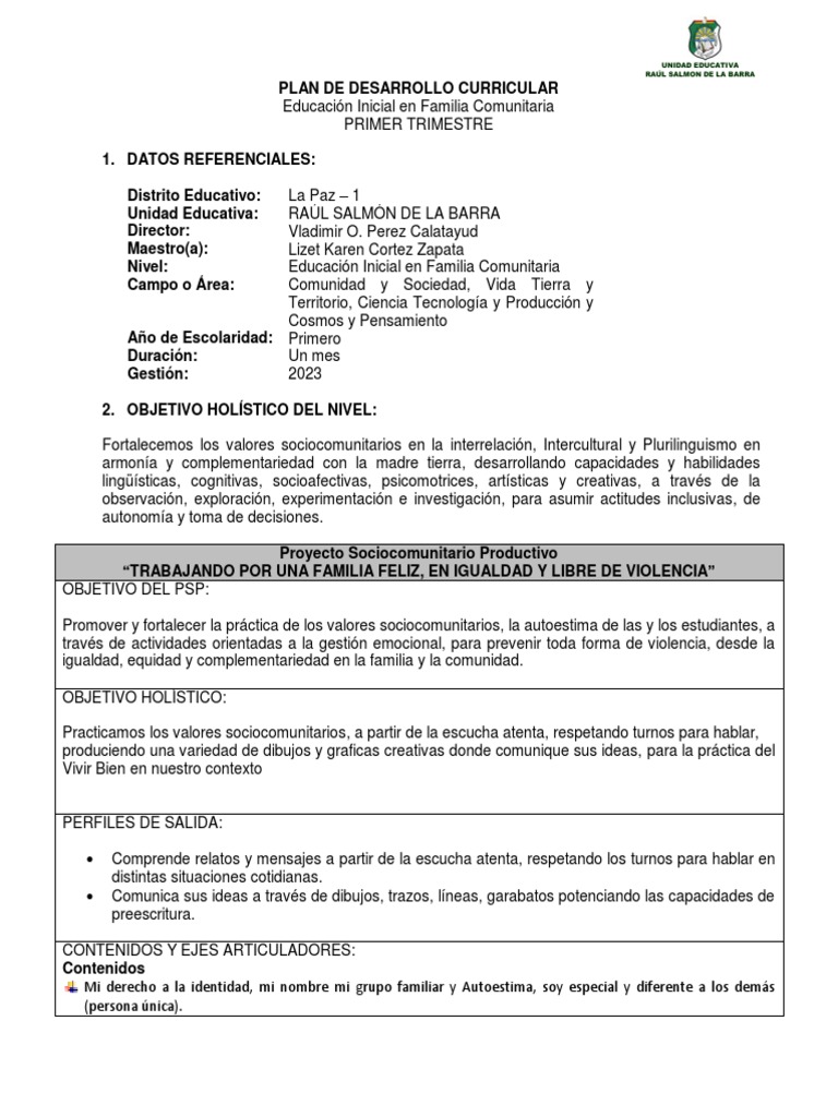 Plan Curricular de Higiene Infantil 2023 | PDF | Higiene | Educación de ...