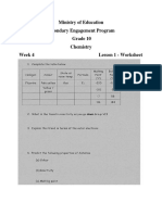 Grade 10 Chemistry Week 4 Lesson 1 Worksheet 1 and Solutions