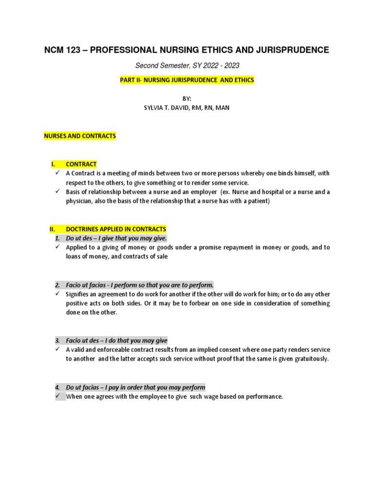 PNEJ Nurses and Contracts 1 PDF Informed Consent Consideration