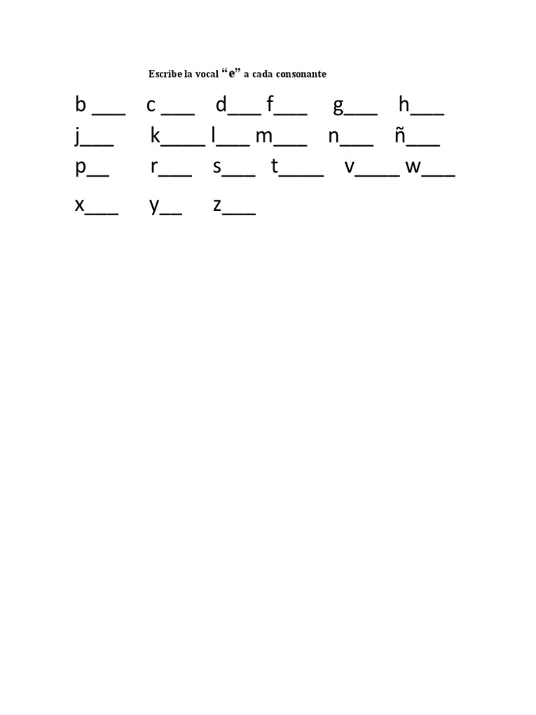 Vocal "e" con consonantes | PDF | Artes del Lenguaje y Comunicación