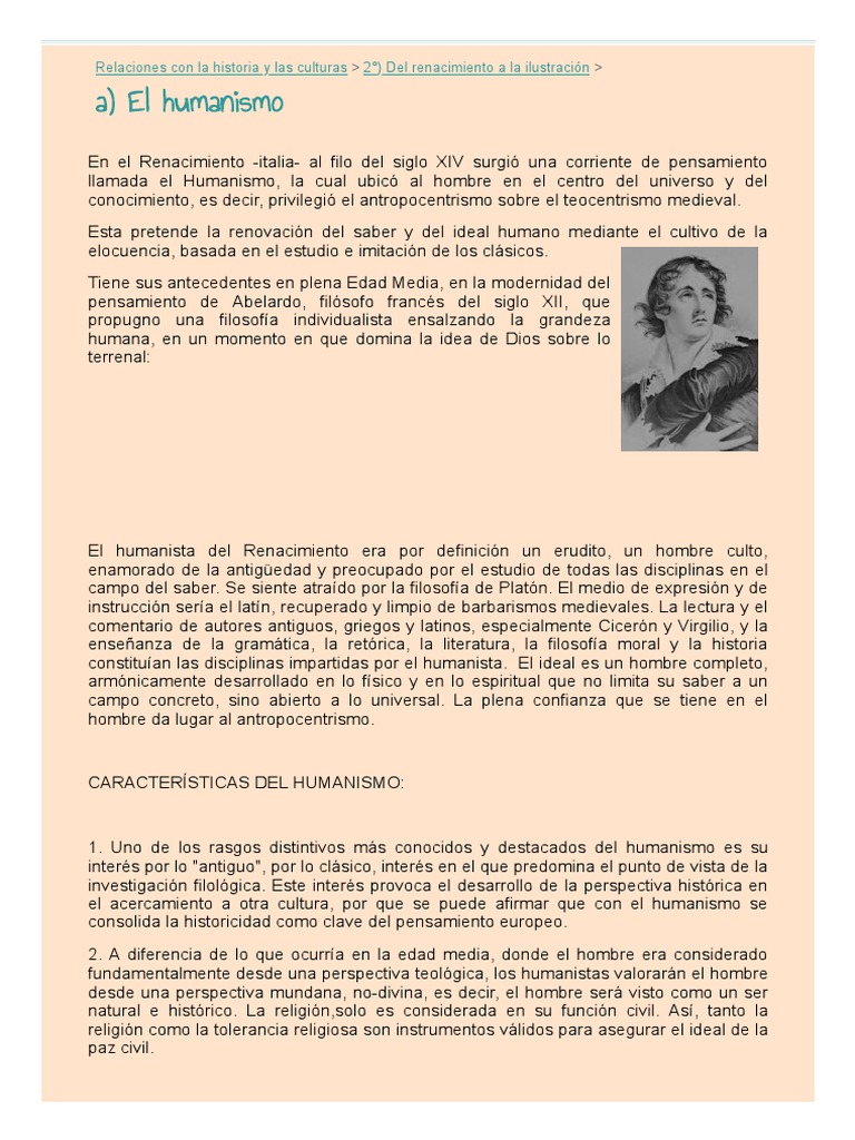 Características del Humanismo Renacentista | PDF | Renacimiento ...
