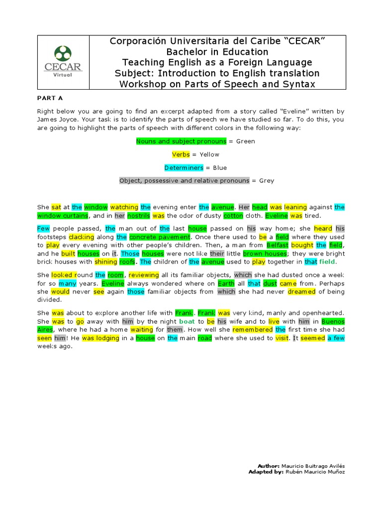 Workshop On Syntax - CECAR | PDF | Part Of Speech | English Language