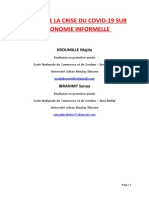 Impact de La Crise Du Covid-19 Sur L'Economie Informelle: Kroumille Majda