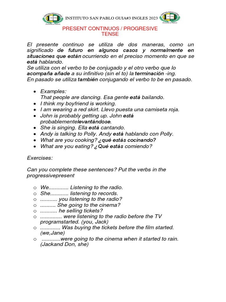 Present Continuous Tense Guide | PDF | Linguistic Typology | Languages