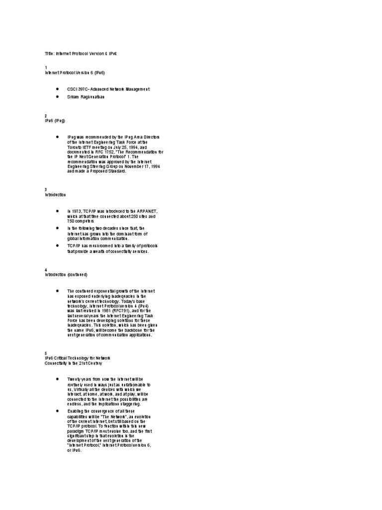 Title internet protocol version 6 ipv6 1 pdf i pv6 internet