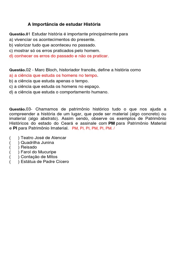 A Importância de Estudar História... | PDF