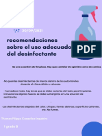 Recomendaciones Sobre El Uso Adecuado Del Desinfectante: 1 Grado B