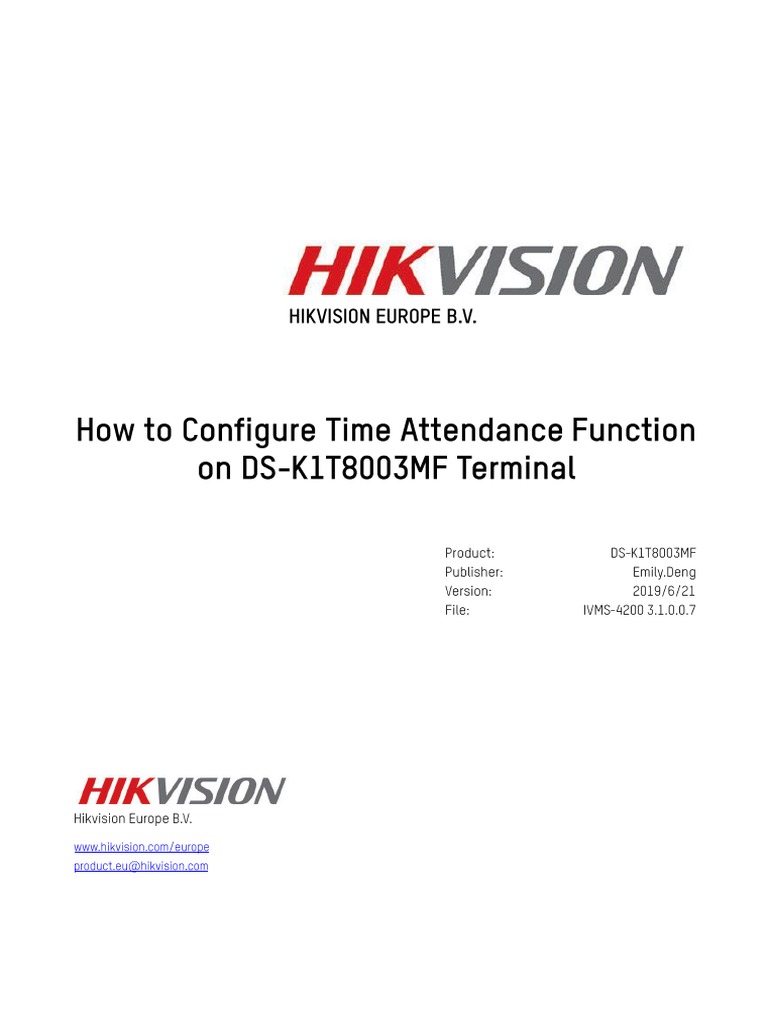 How To Configure Local Time Attendance Function On DSK1T8003MF