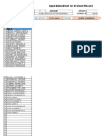 Input Data Sheet and Class Record for P.E. & Health