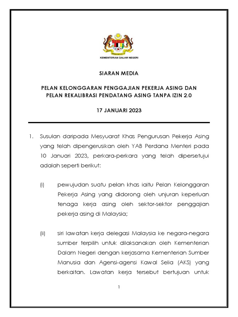 Siaran media pelan kelonggaran dan pelan rekalibrasi pati 2 0 17 jan