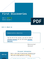 First Discoveries: Unit 2: About Me Online Session 1
