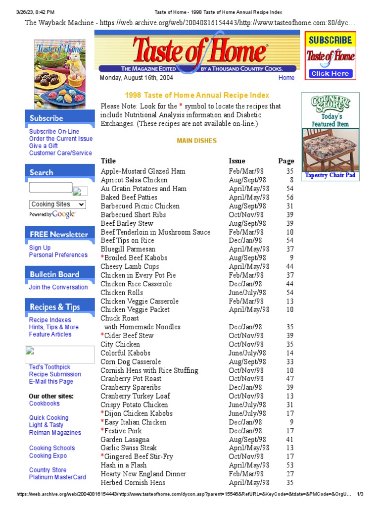 Taste of Home - 1998 Taste of Home Annual Recipe Index | PDF | Sausage