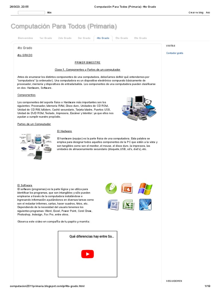 Computación para Todos (Primaria) - 4to Grado | PDF | Hardware de la ...