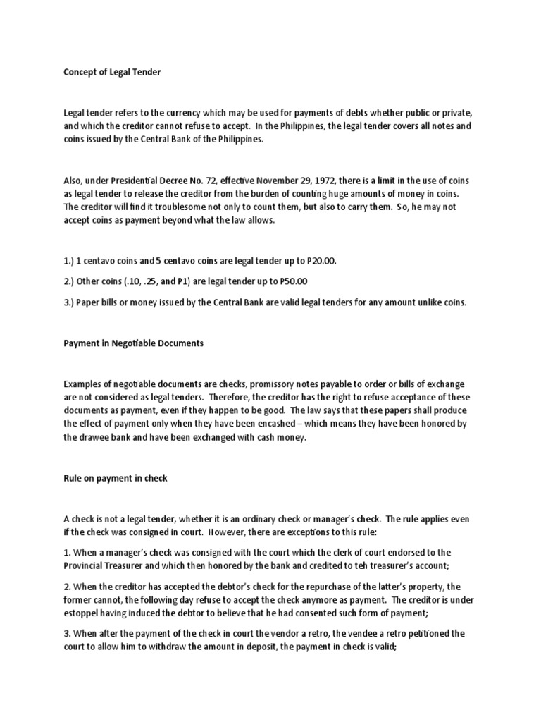 Concept of Legal Tender | PDF | Legal Tender | Money