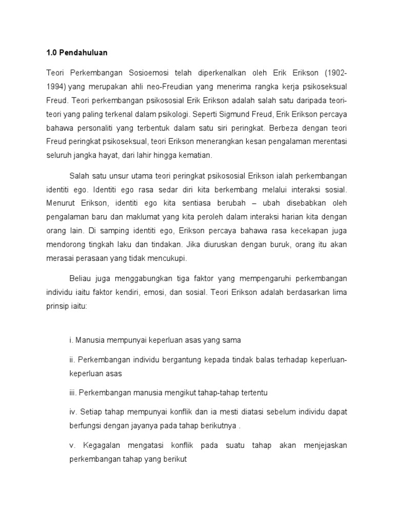 Teori Perkembangan Erik Erikson | PDF