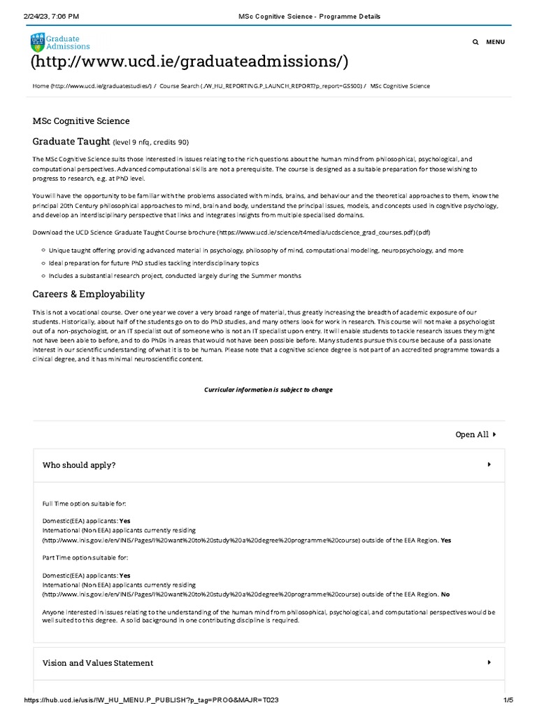Msc Cognitive And Research