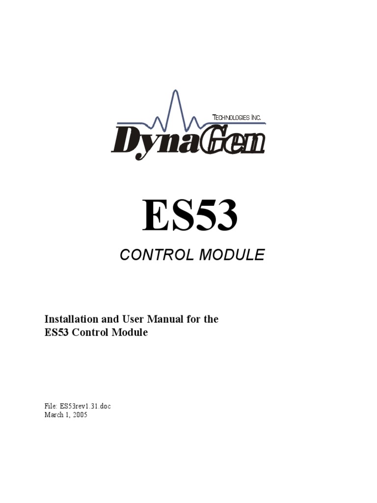 ES53 Control Module Installation Guide | PDF | Relay | Switch