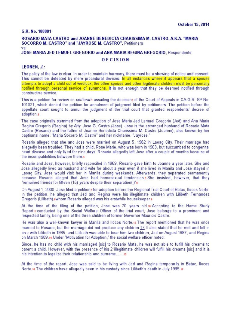 Adoption Cases PDF Lawsuit Judgment (Law)