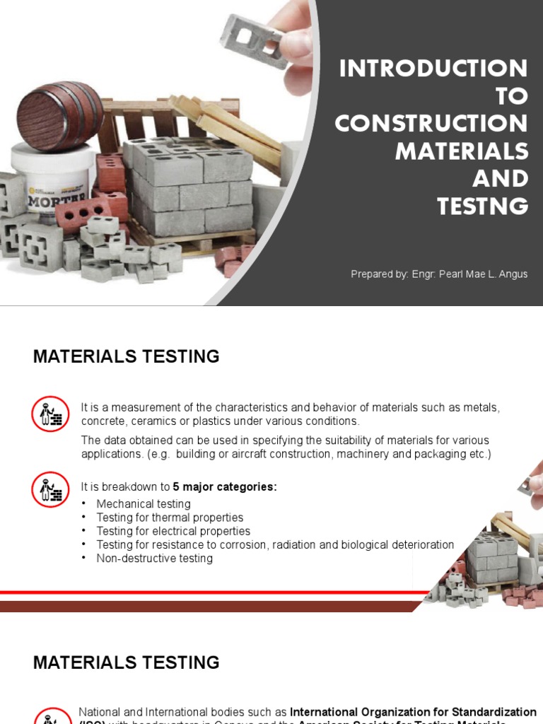 1.0 Introduction To Construction Materials and Testing PDF Concrete Secondary Sector Of