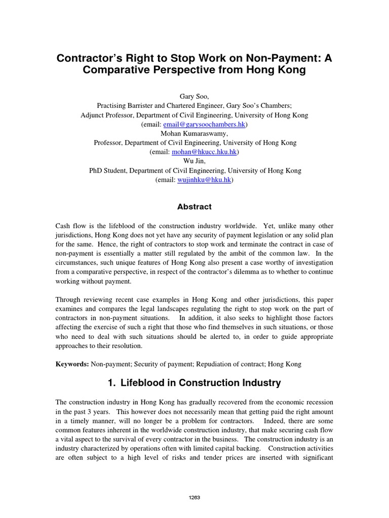 Contractor's Right To Stop Work On Non-Payment | Download Free PDF