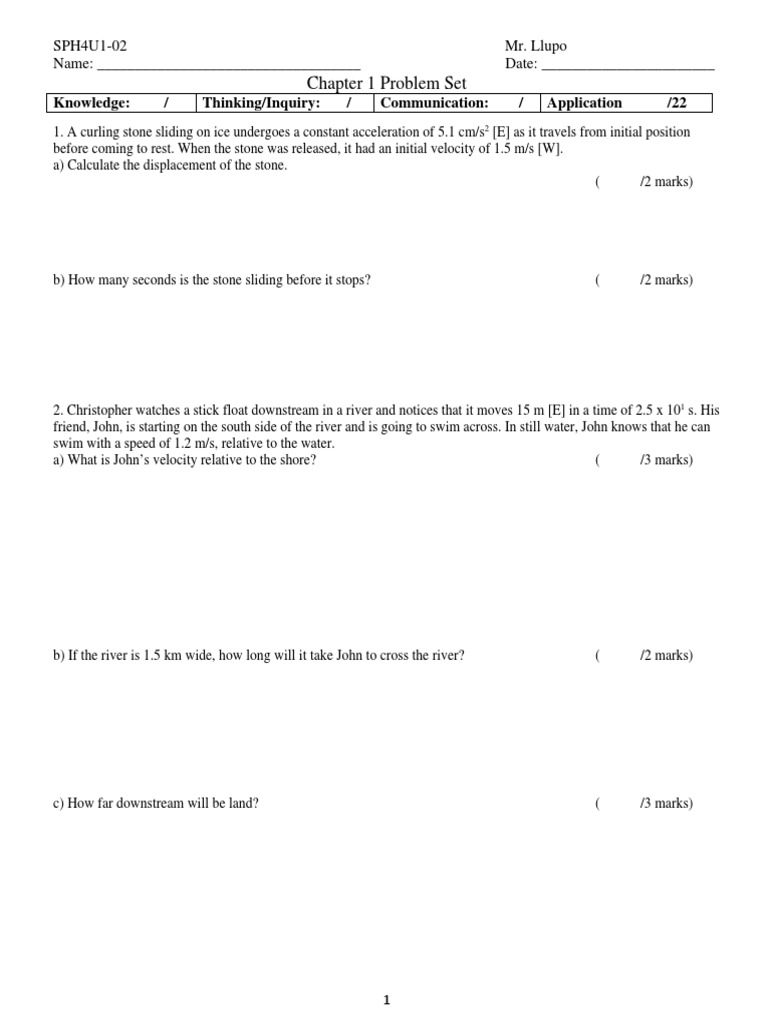 Physics Problem Set Analysis | PDF | Science & Mathematics