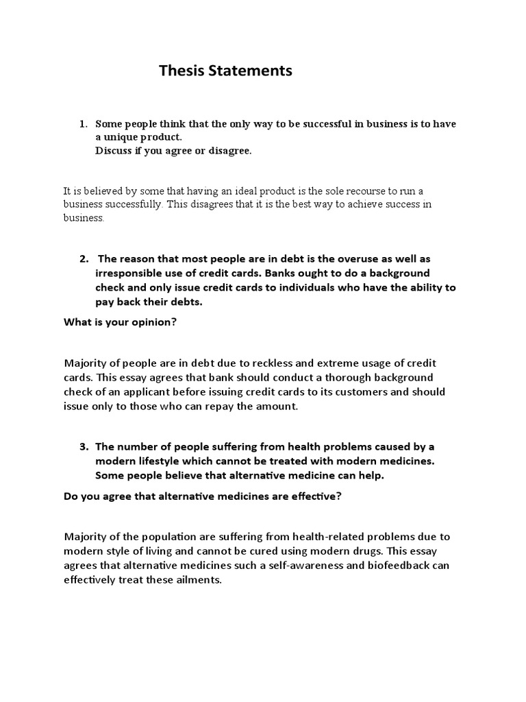 Thesis Statements | PDF | Debt | Credit
