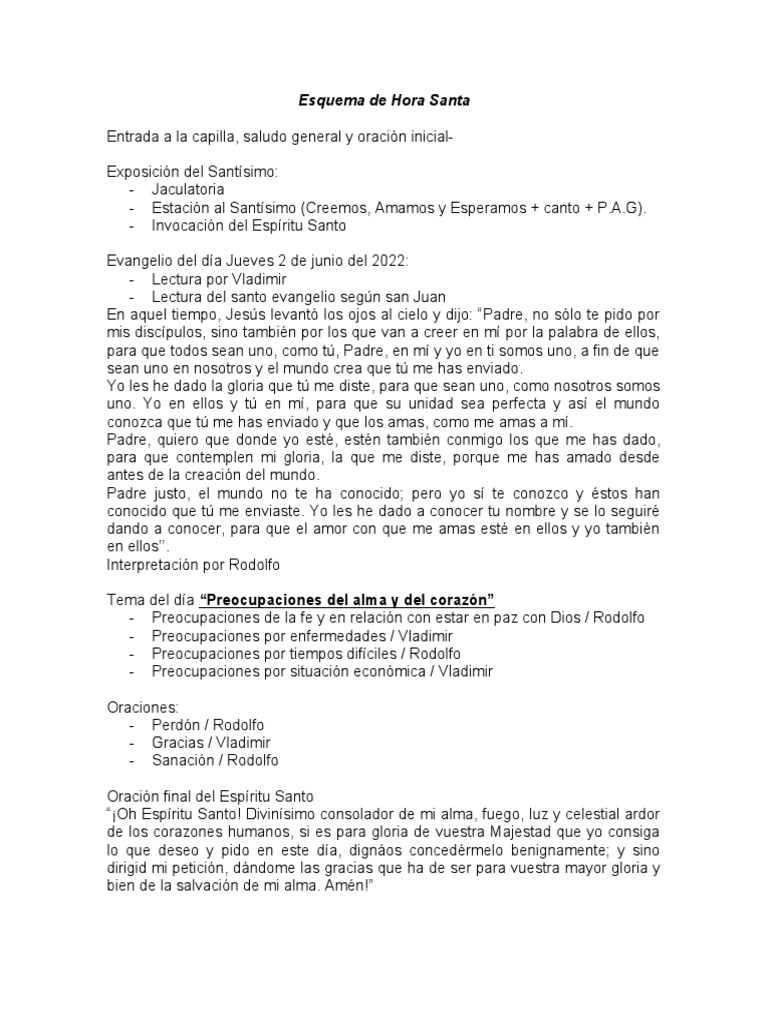 Esquema de Hora Santa | PDF