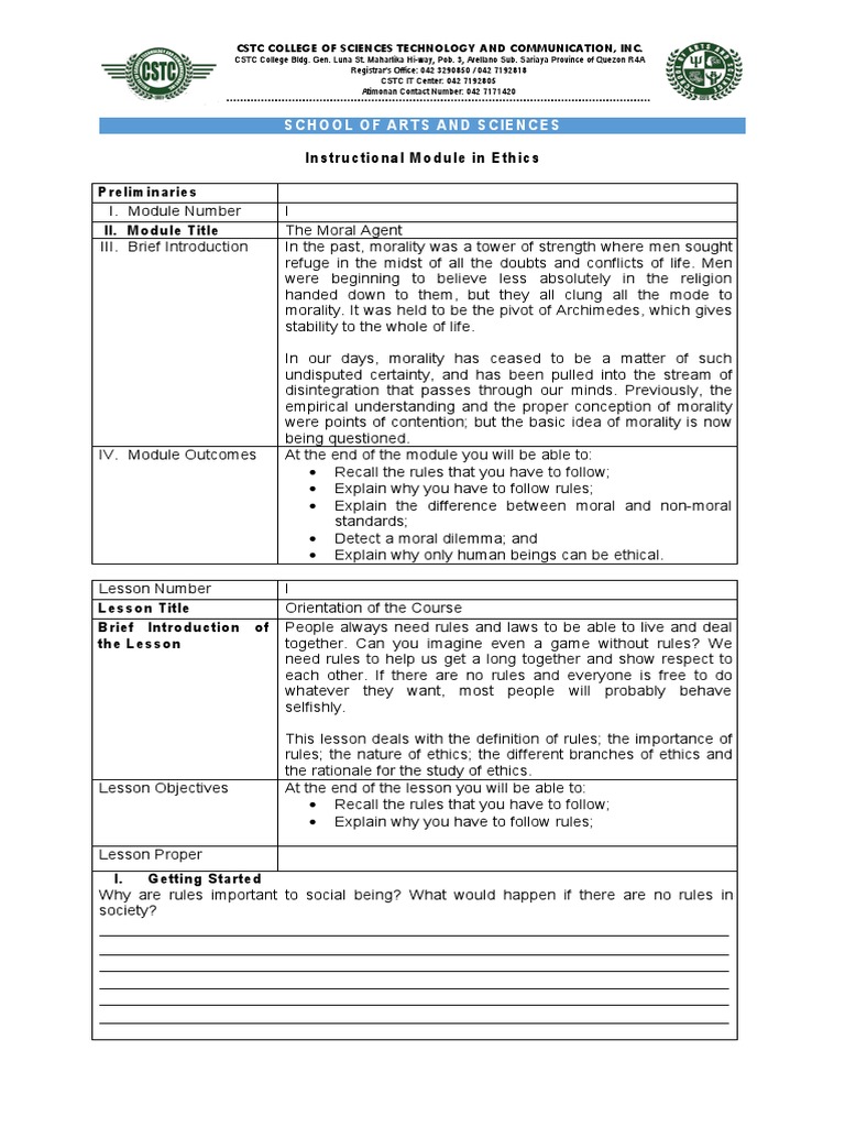 Module 1 Lesson 1 Pdf Pdf Morality Golden Rule