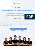 Iit Jee: Yoddha Batch For JEE Main and Advanced 2024