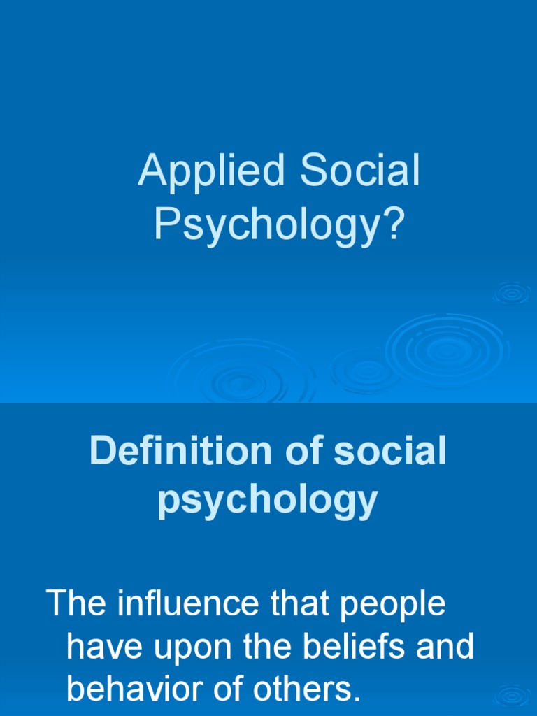Unit i applied social psychology pdf social psychology psychology